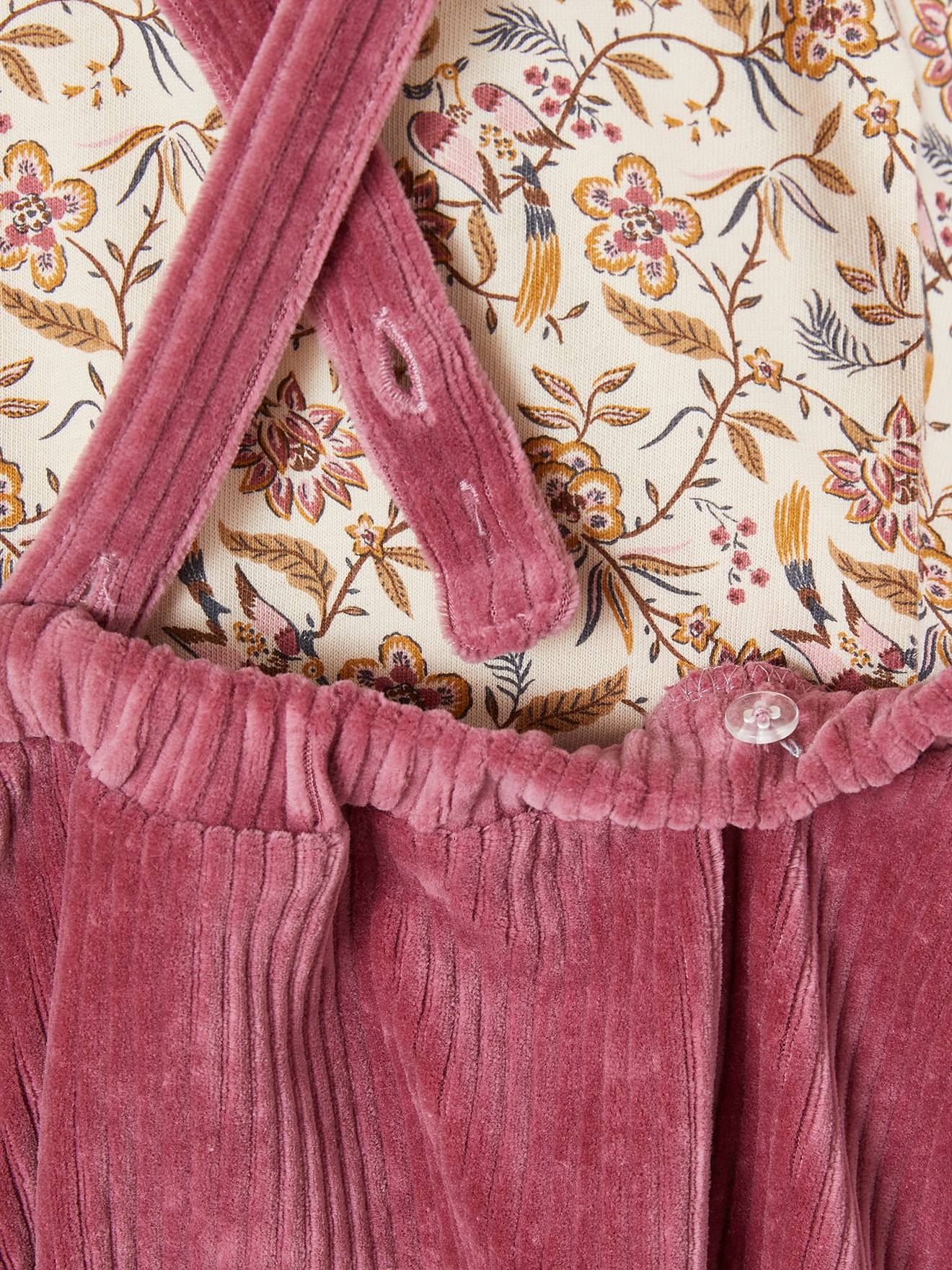 Vertbaudet Mädchen-Set: Shirt & Latzkleid aus Cord - malve