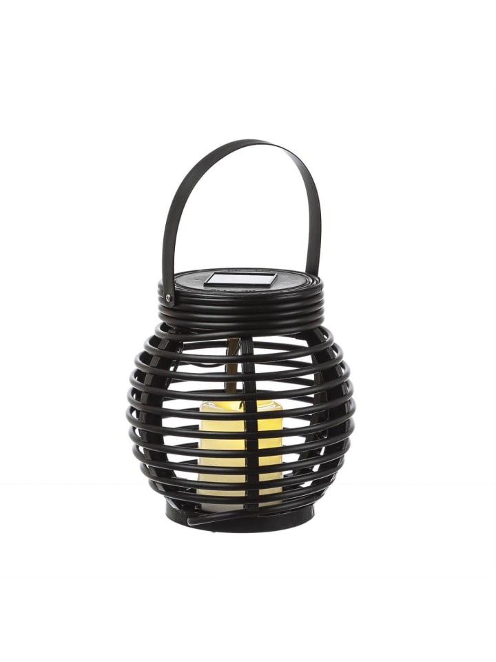 MARELIDA LED Solar Laterne mit LED Kerze in Rattan Korboptik H: 15cm in schwarz günstig kaufen onesize