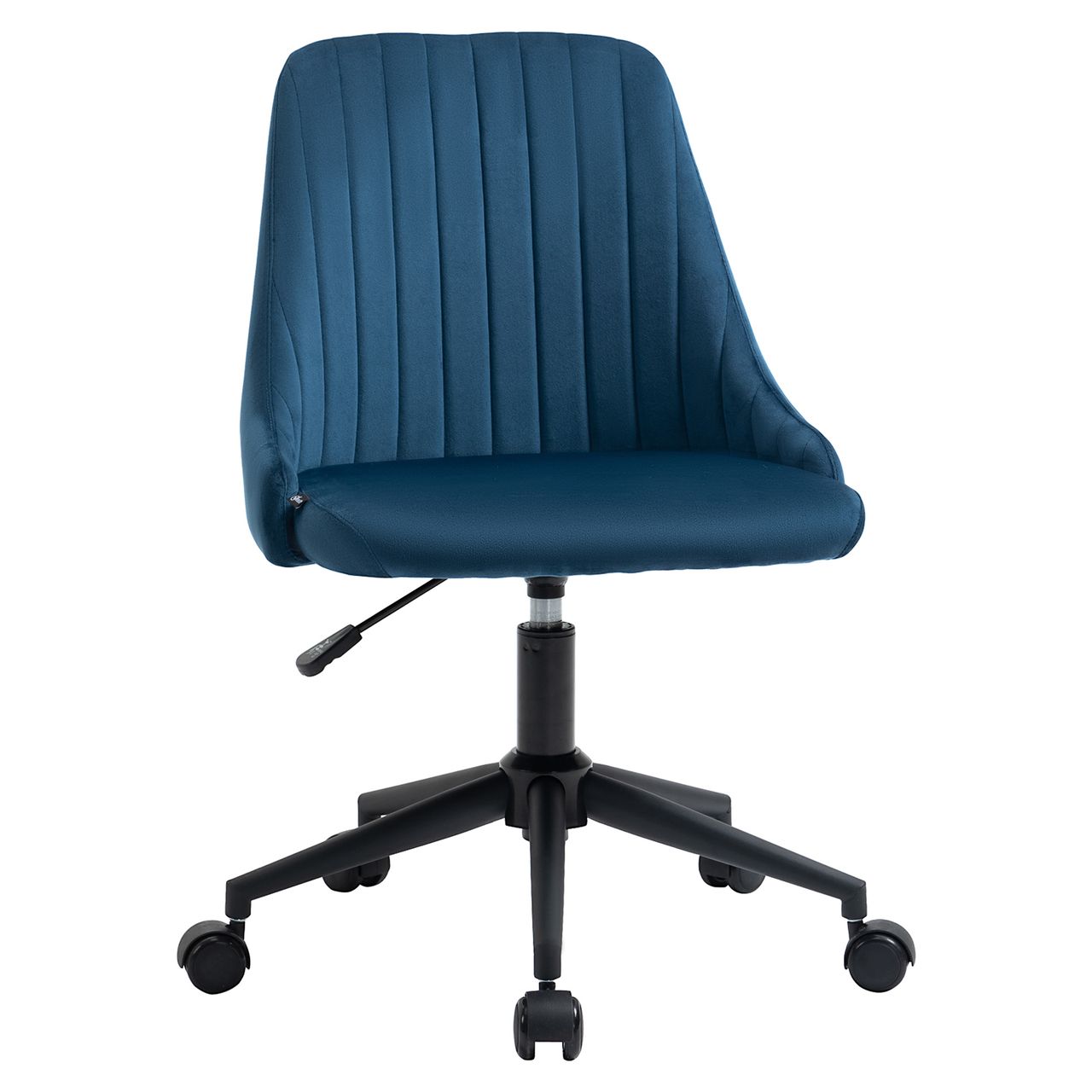 Vinsetto Bürostuhl Drehstuhl Schreibtischstuhl Ergonomisches Liniendesign höhenverstellbar 360° drehbar Schaumstoff Samtartiges Polyester Blau 50 x 58 x 77-87 cm