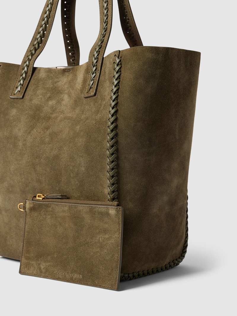 Shopper aus Leder Modell 'COSY LEATHER' in olivgrün