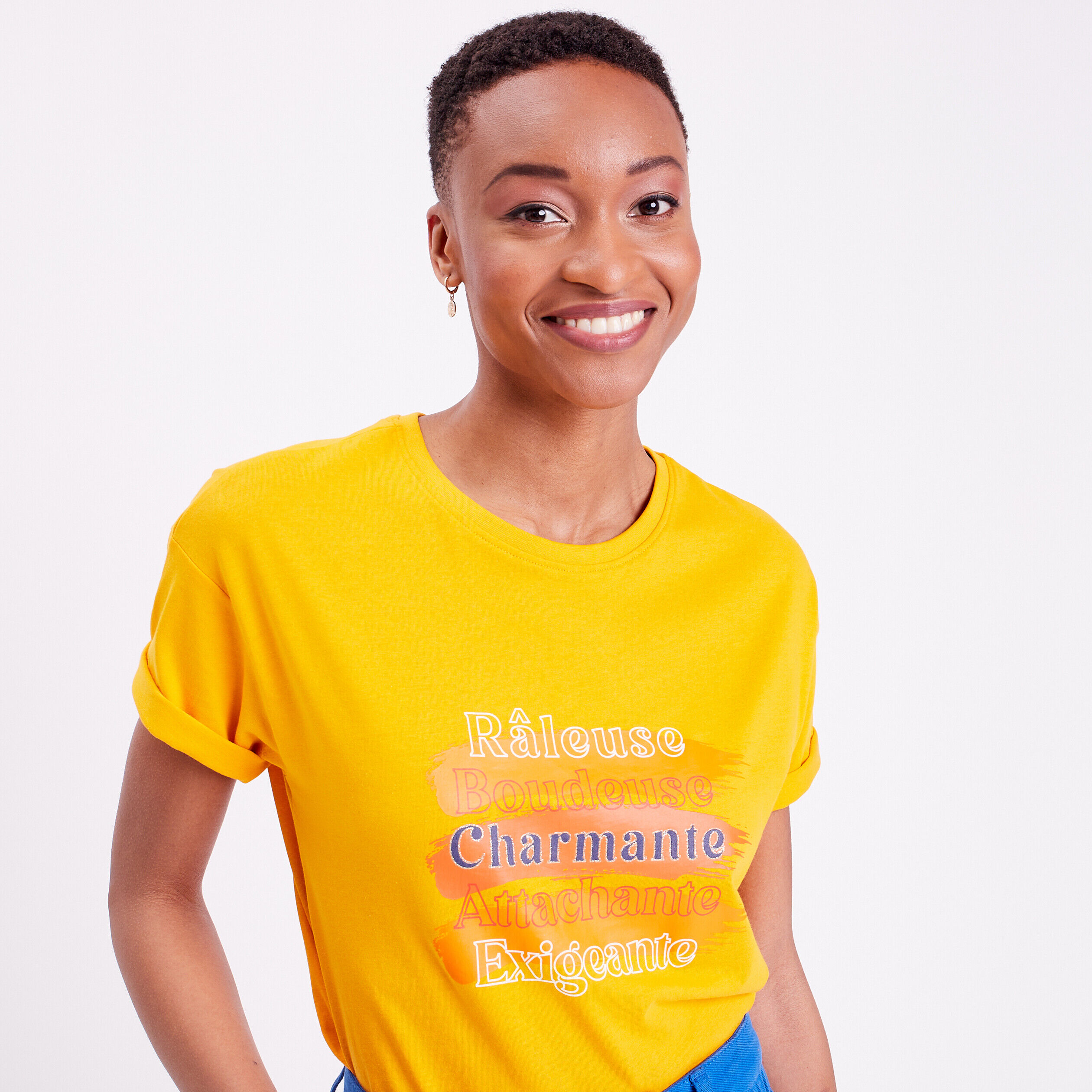 T-shirt manches courtes jaune or femme | Cache Cache