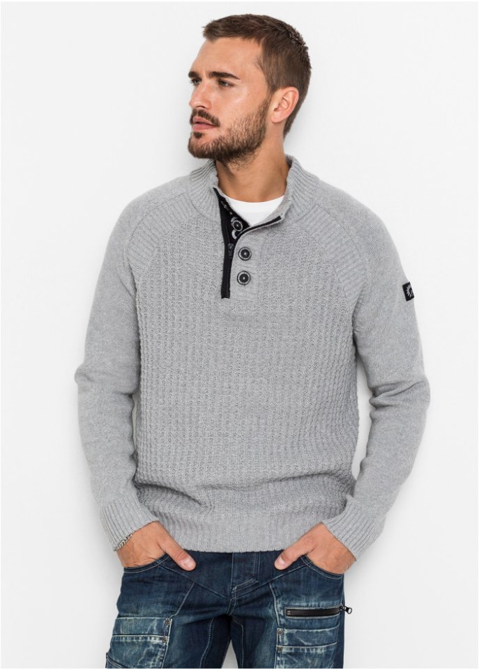 Stehkragen-Pullover mit recycelter Baumwolle