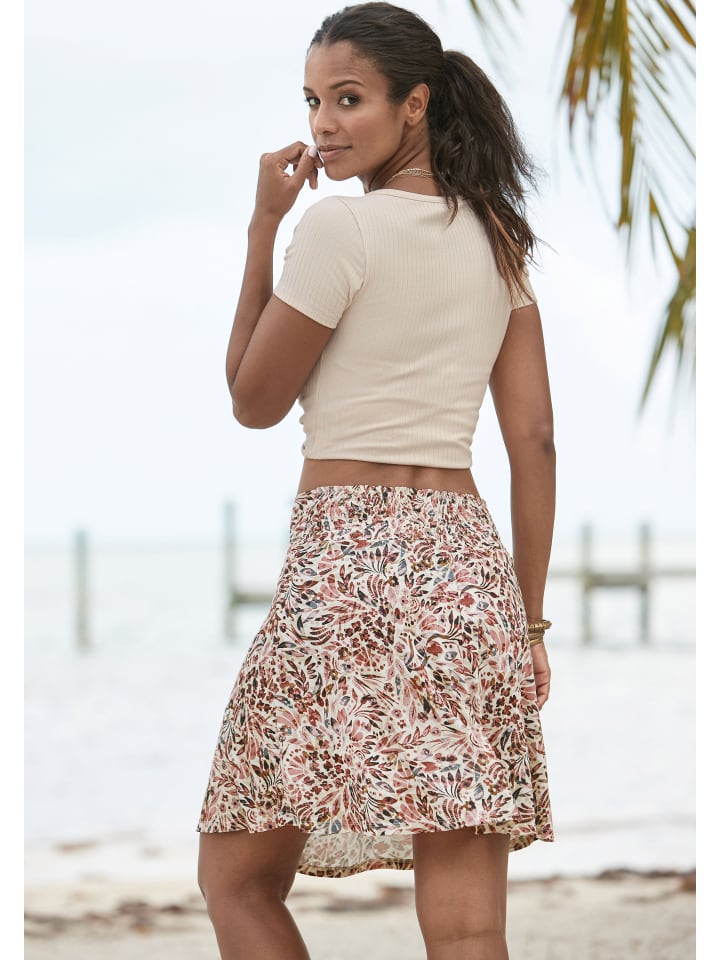Vivance Jerseyrock in creme-mauve bedruckt günstig kaufen