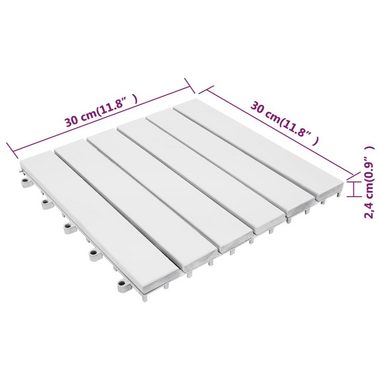 Teppichboden Terrassenfliesen 30 Stk. Weiß 30x30 cm Massivholz Akazie, vidaXL