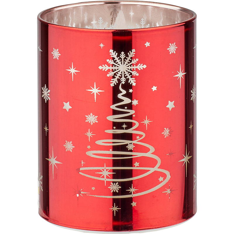 Vie Selected LED-lys i glass 7,6x10 cm rød juledesign