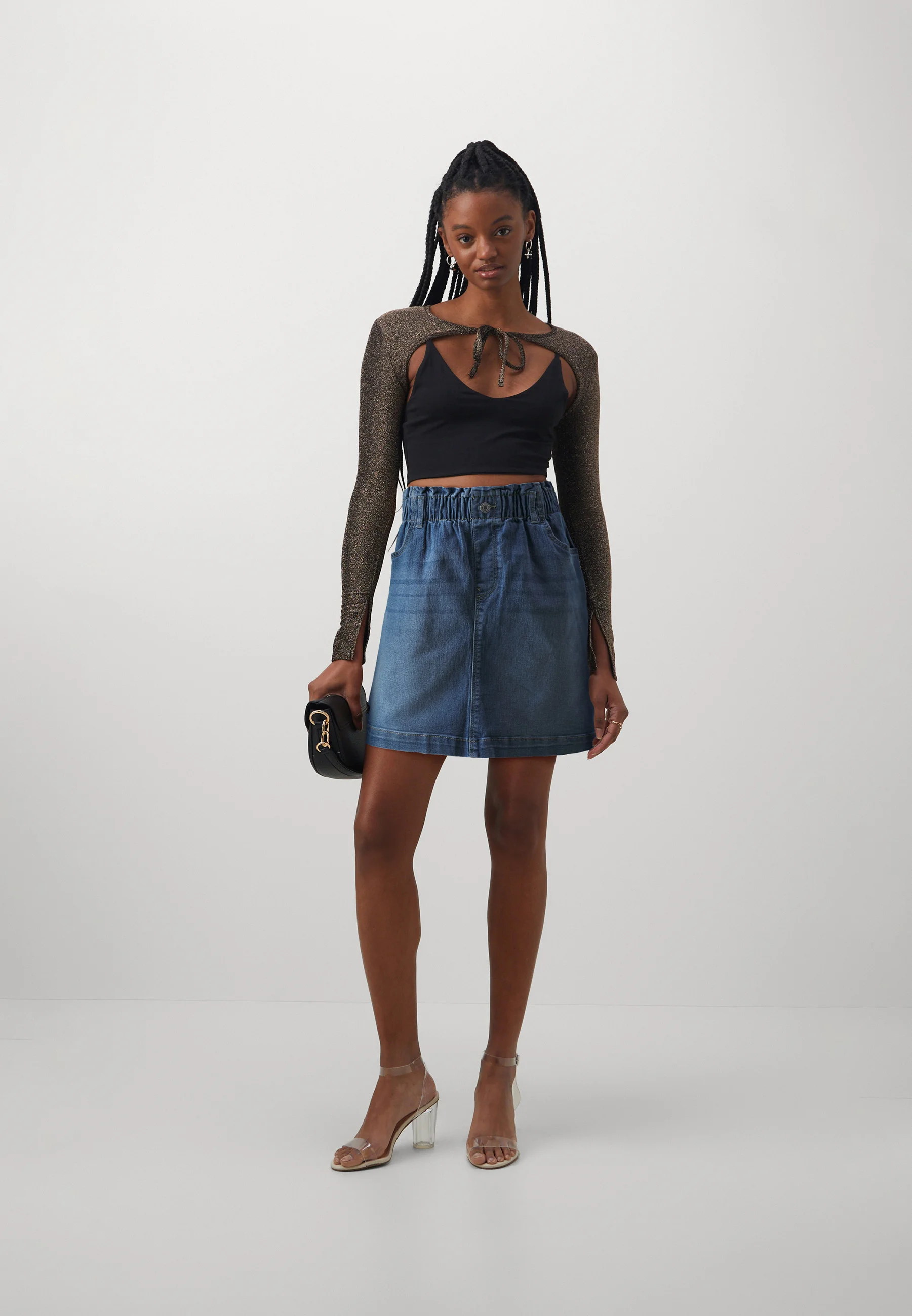 Vero Moda VMALMA PAPERBAG SKIRT - Falda vaquera