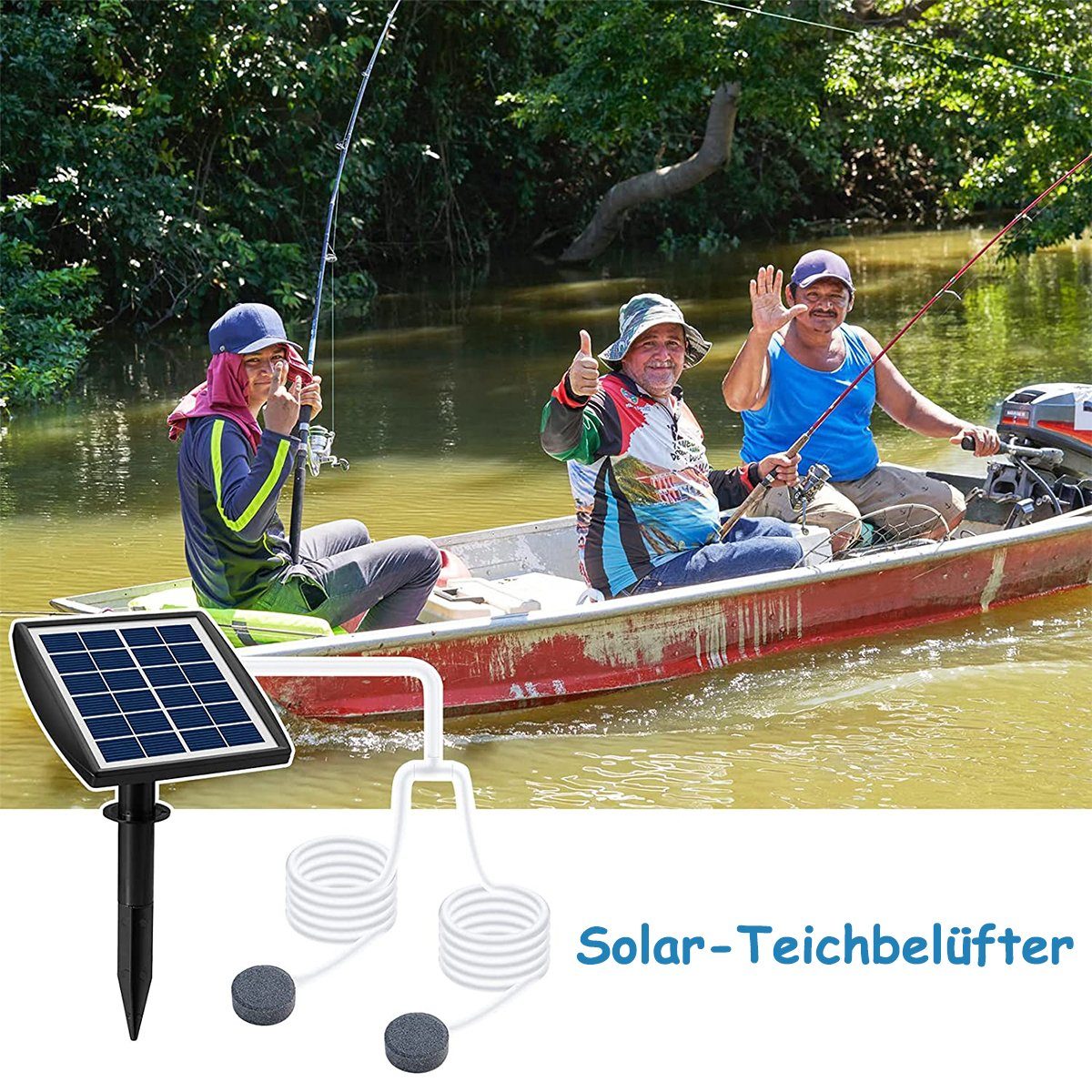 Dedom Solarpumpe Solar-Teichbelüfter, Solar-Sauerstoffpumpen, Springbrunnen-Luftpumpe, Sauerstoffpumpe für kleine Gartenteiche und Fischbecken