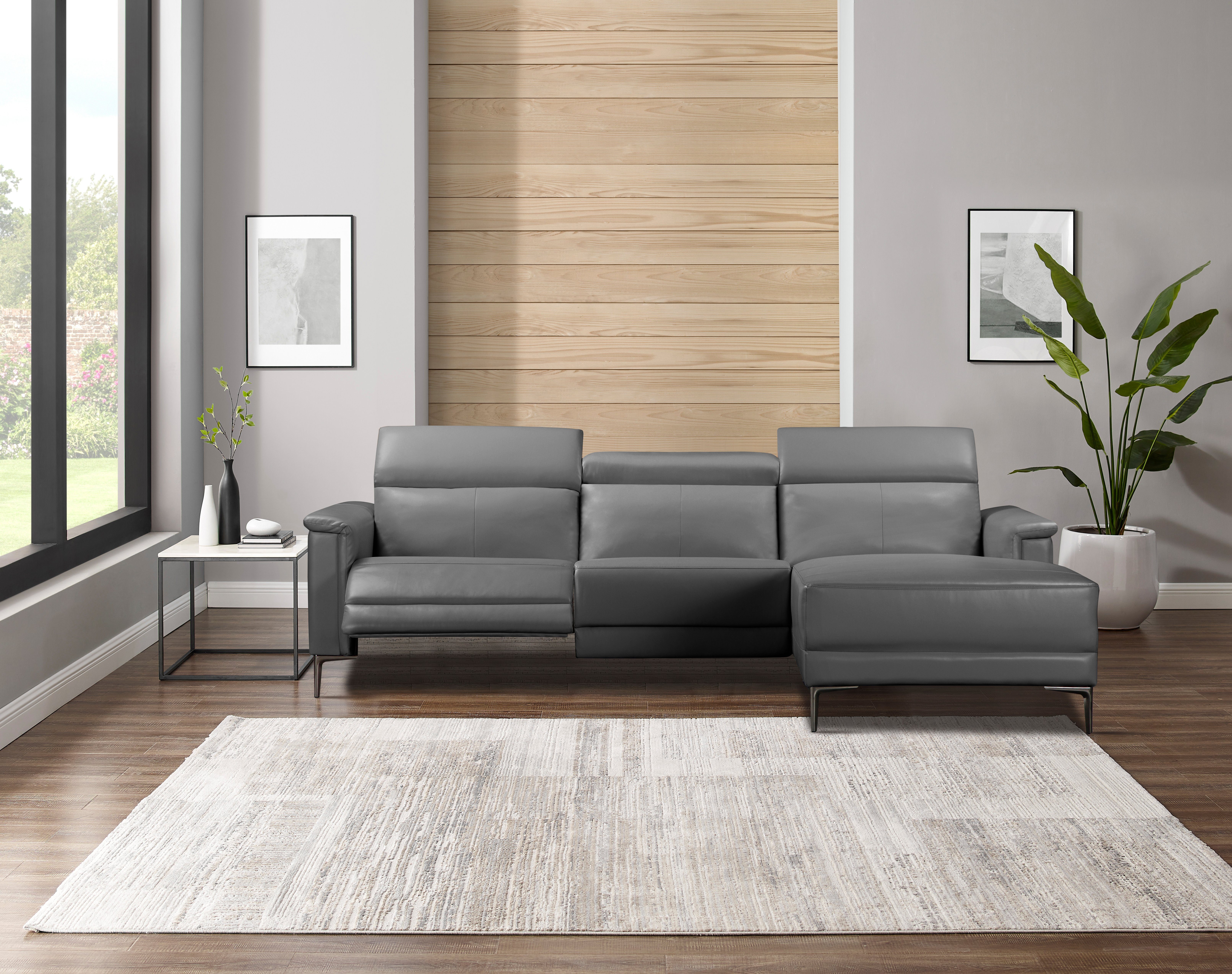 Places of Style Ecksofa Lund mit Recamiere in Echtleder, Kunstleder, Webstoff, mit man. o. elektr. Relaxfunktion und USB/ Kopfteilverstellg