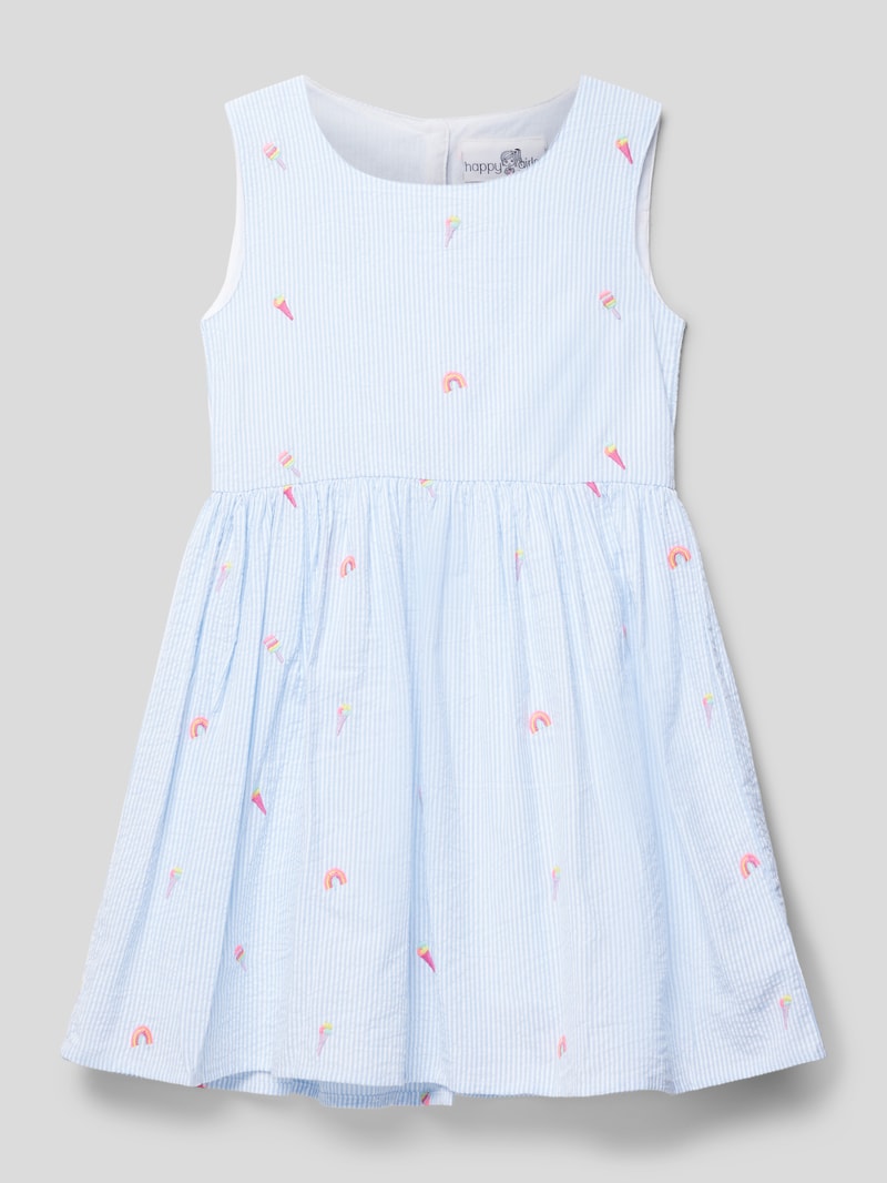 Kleid mit Motiv-Stitchings in bleu