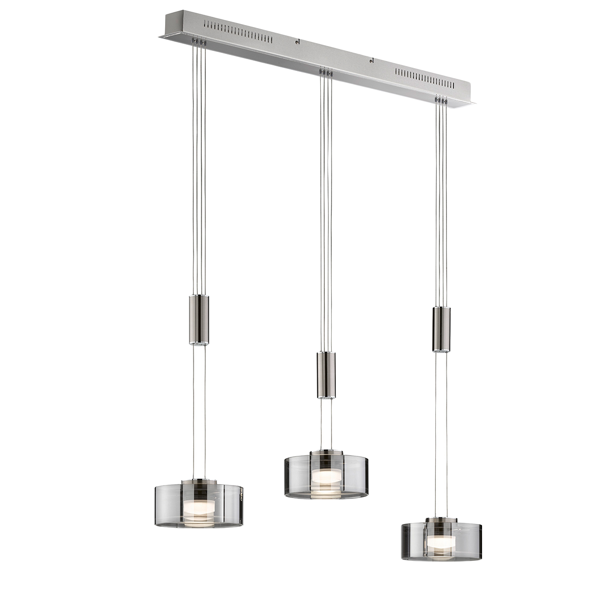 Fischer & Honsel 3-flg LED Pendelleuchte Lavin Rauchglas