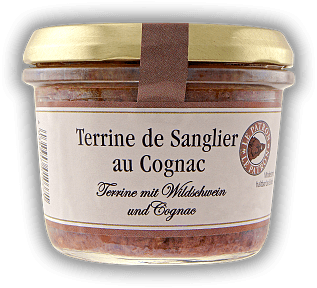 Arnaud/Le Patron Terrine de Sanglier au Cognac - Terrine vom Wildschwein mit Cognac 180g Arnaud/Le Patron Terrine de Sanglier au Cognac - Terrine vom Wildschwein mit Cognac 180g  180	 Gramm