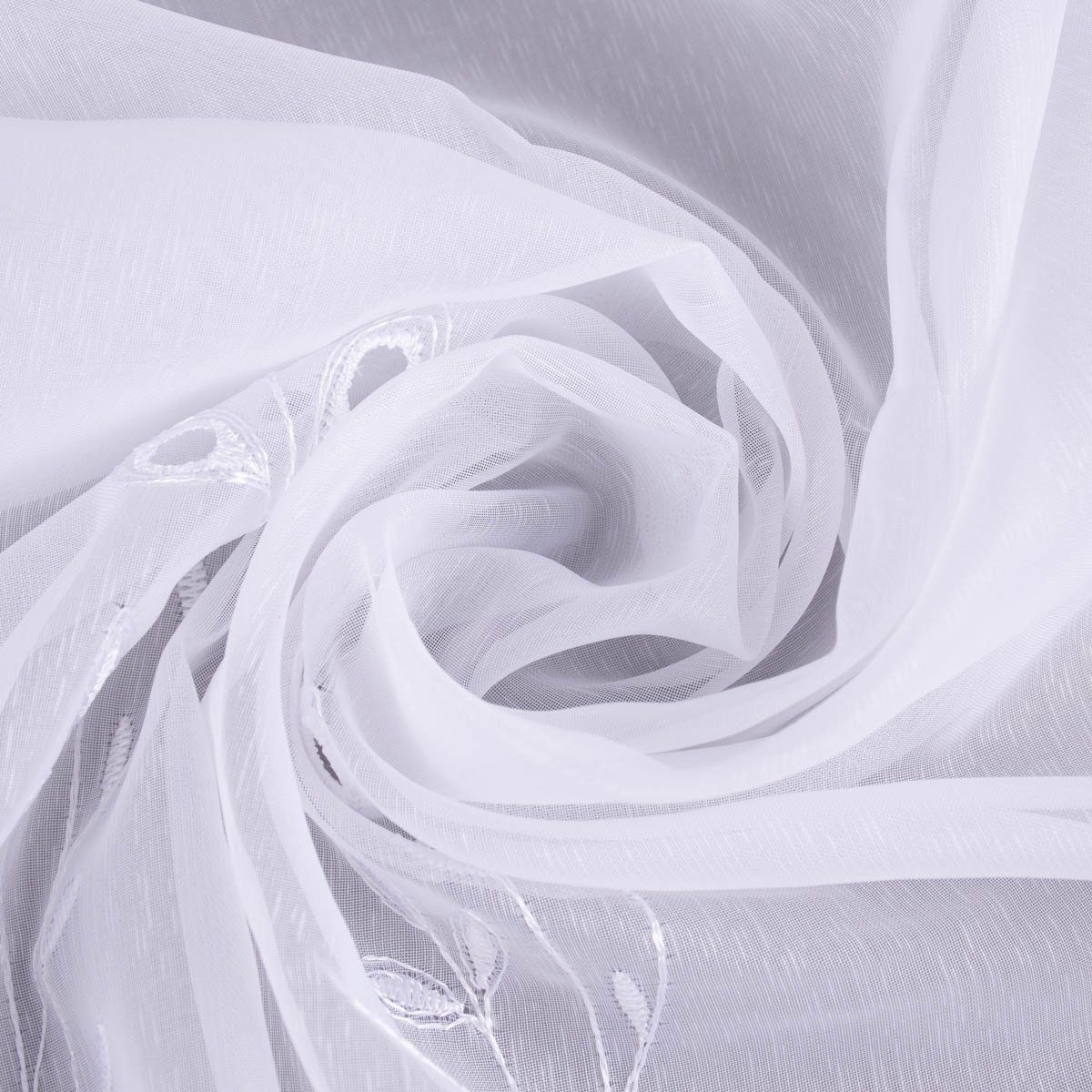 Meterware Gardinenstoff Gardinenstores Stickerei Voile Blätter Bordüre raumhoc, SCHÖNER LEBEN., leicht perforiert, Stickerei/Stickstoff, bestickt, pflegeleicht