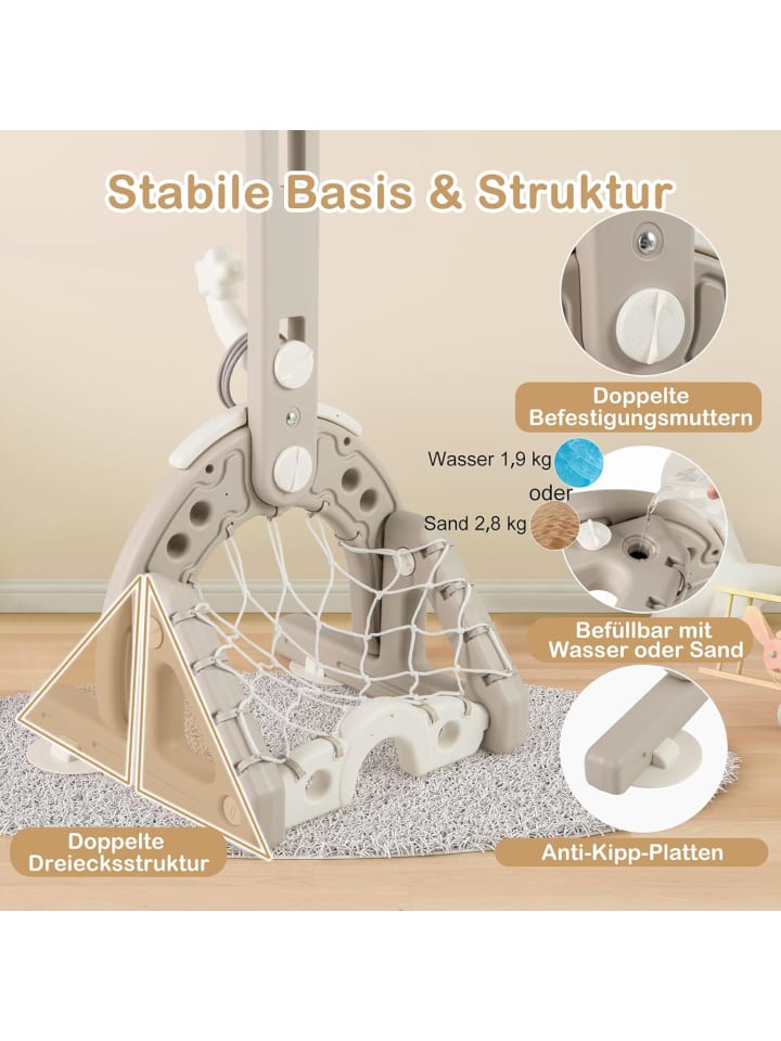 COSTWAY 4-in-1 Kinder Basketballkorb Set in Grau günstig kaufen onesize