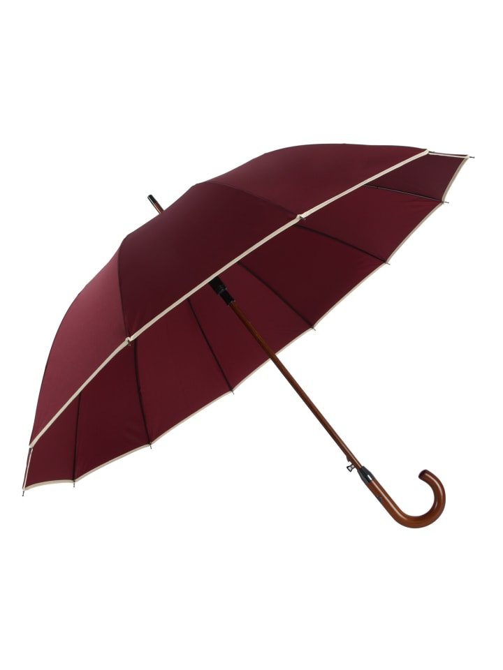COFI 1453 Stockregenschirm Stockschirm Regenschirm Holzgriff mit Fiberglasstange in Weinrot günstig kaufen onesize