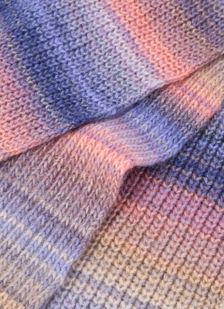 Benetton Rib-knit scarf in wool blend with stripe print 200 x 25 cm