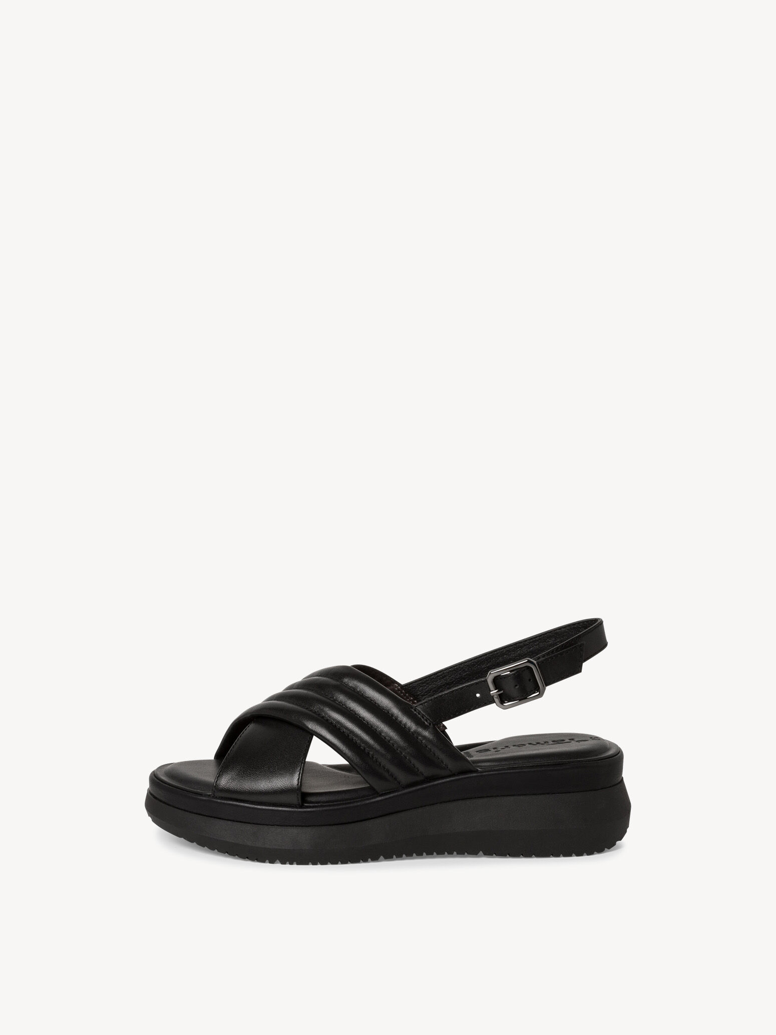 Sandale à talon en cuir - noir