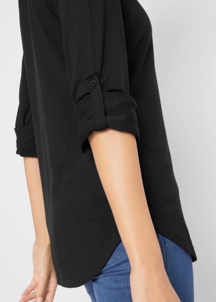 Jersey-Shirtbluse, lang