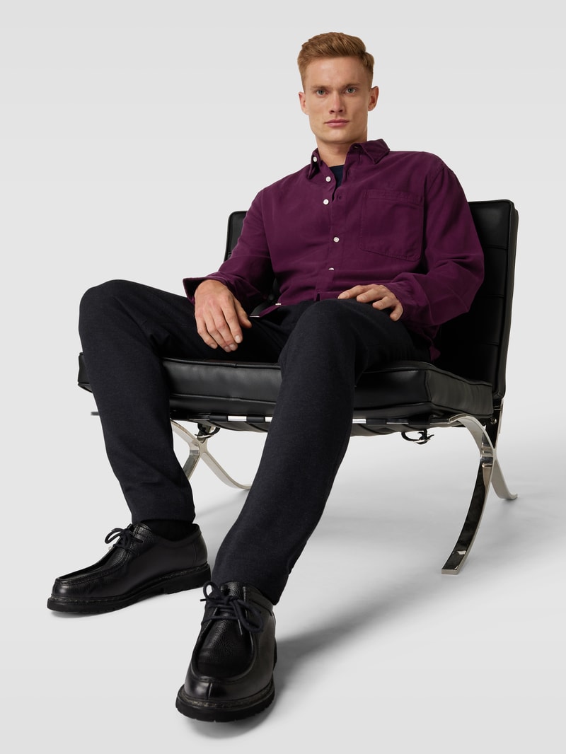 Freizeithemd im Denim-Look in aubergine