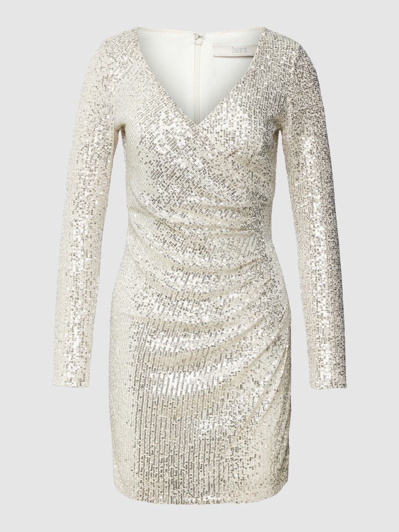 Cocktailkleid mit Paillettenstoff in sand