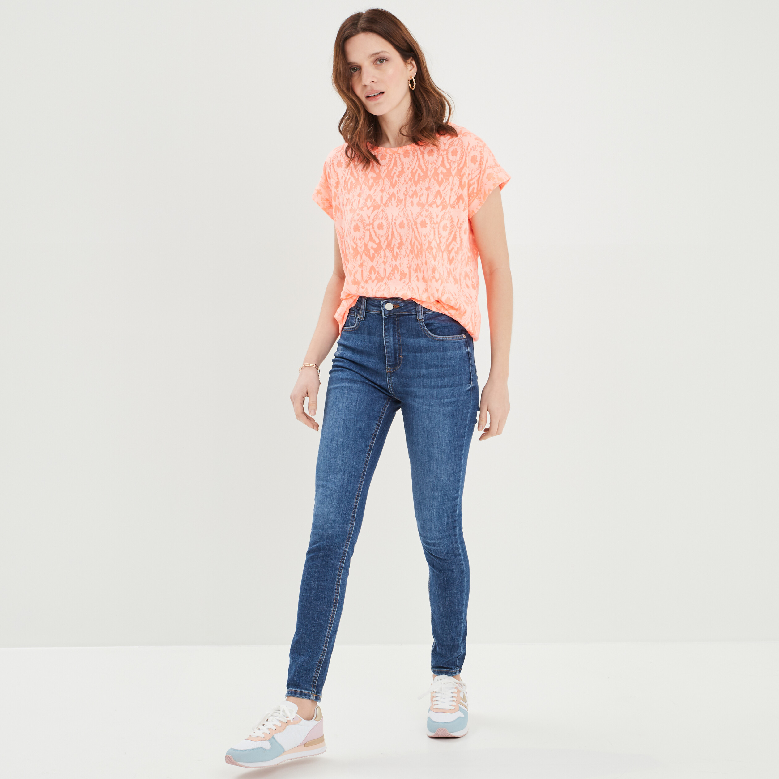 Jeans skinny taille haute denim stone femme | La Halle