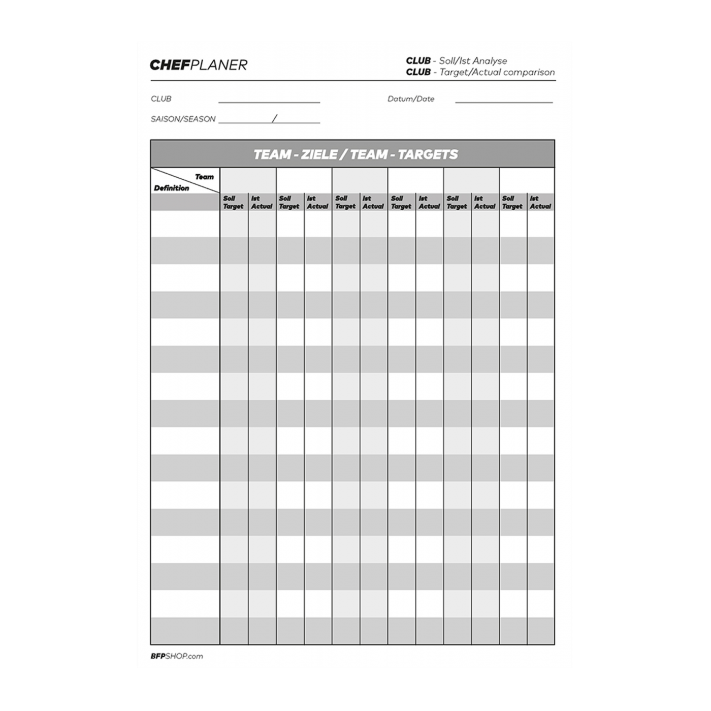 BFP CHEFPLANER International B5 | Arbeitsbuch für Fußballtrainer