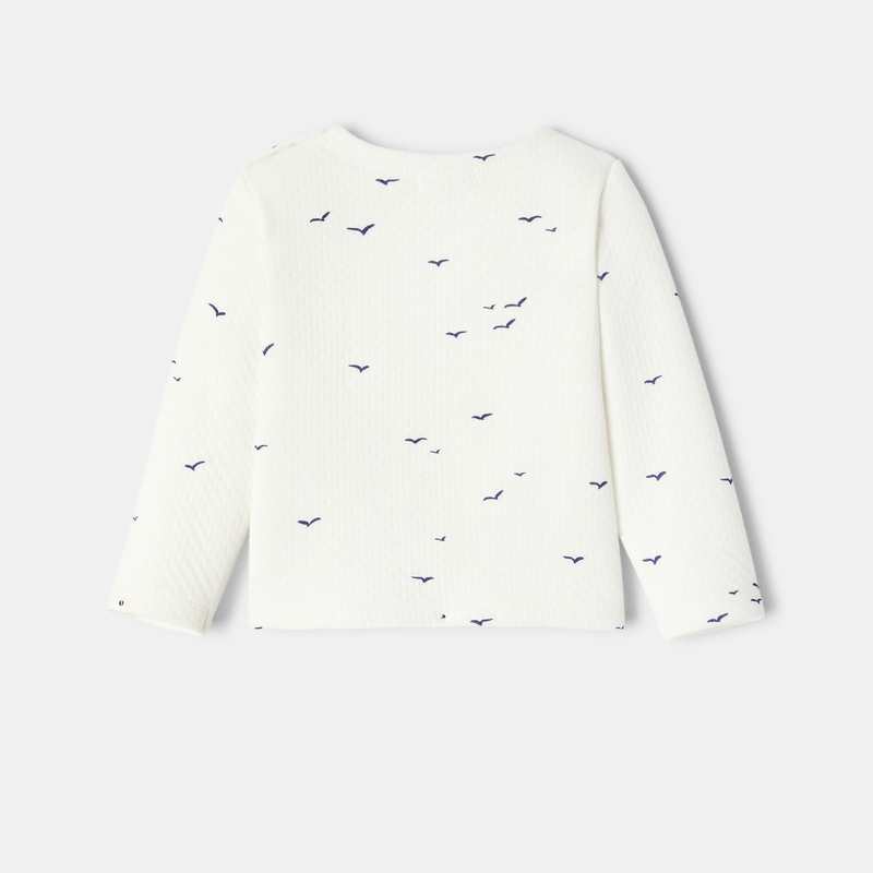 T-shirt manches longues en coton bio blanc bébé fille Absorba