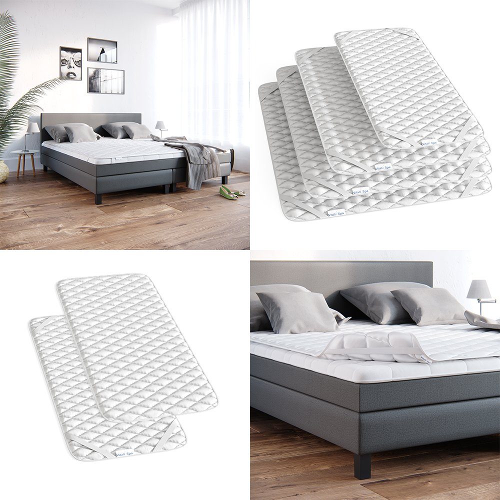 Matratzenschutzbezug Topper Matratzenschoner Auflage 90x200 weiß Baumwolle VitaliSpa®