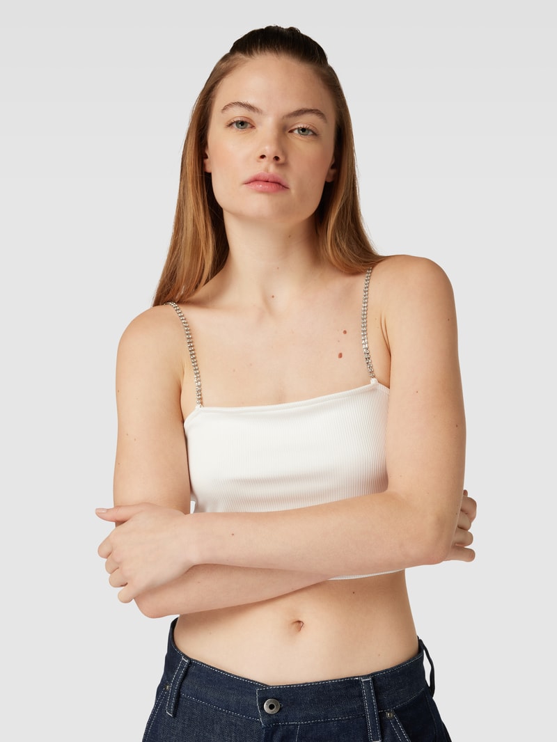 Crop Top mit Feinripp Modell 'RHINA' in weiss