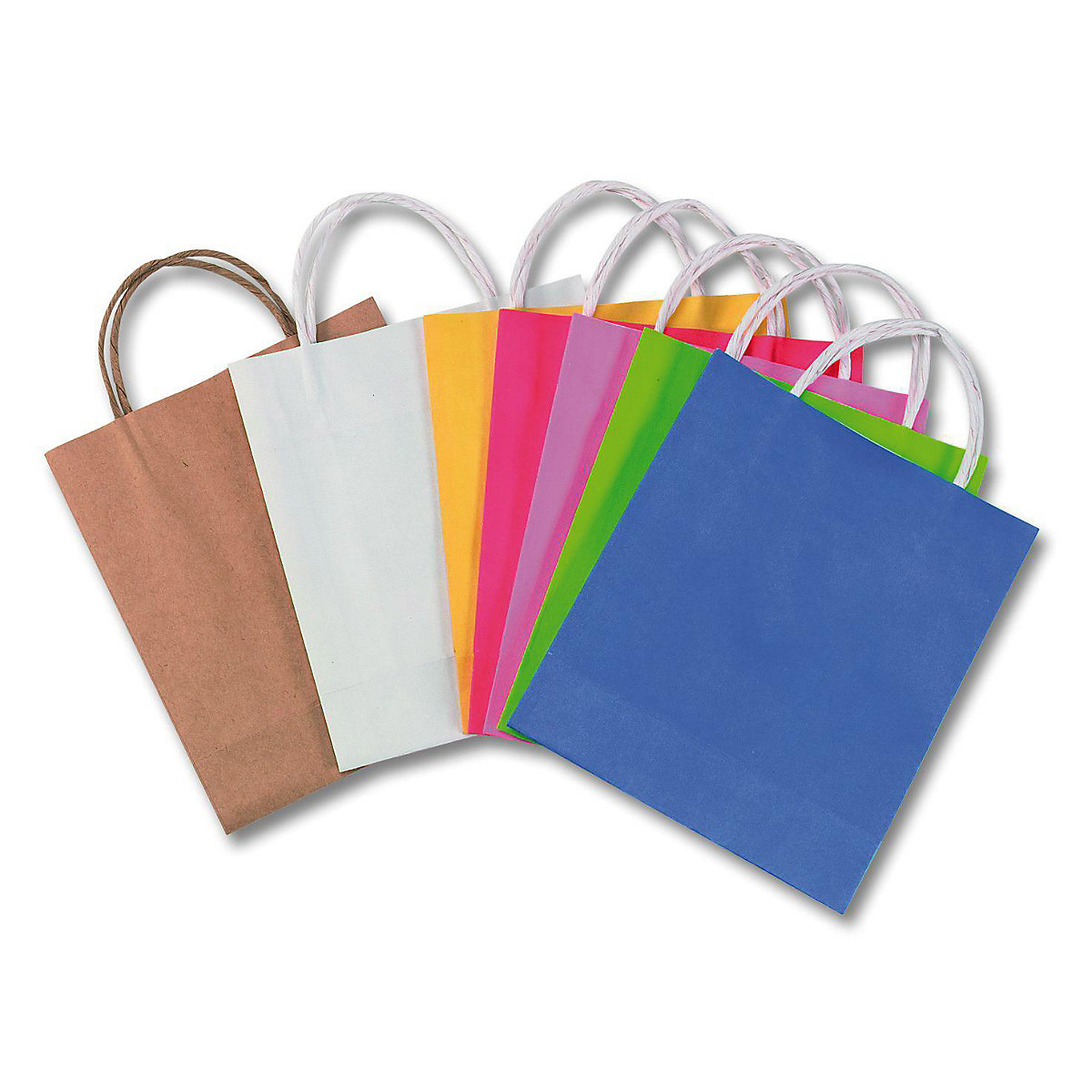 Papier-Geschenktüten 18 x 21 cm, 7 Stück farbig sortiert