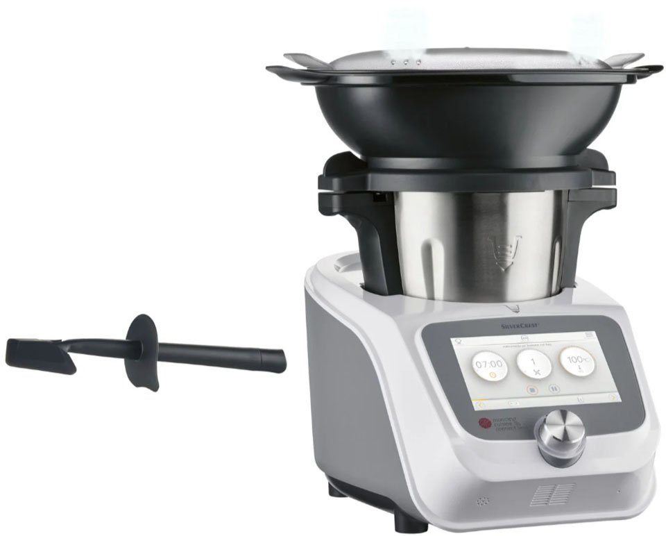 SilverCrest Küchenmaschine mit Kochfunktion Monsieur Cuisine connect trend SKMC 1200 F6, 7 Zoll Farbdisplay, 800,00 W