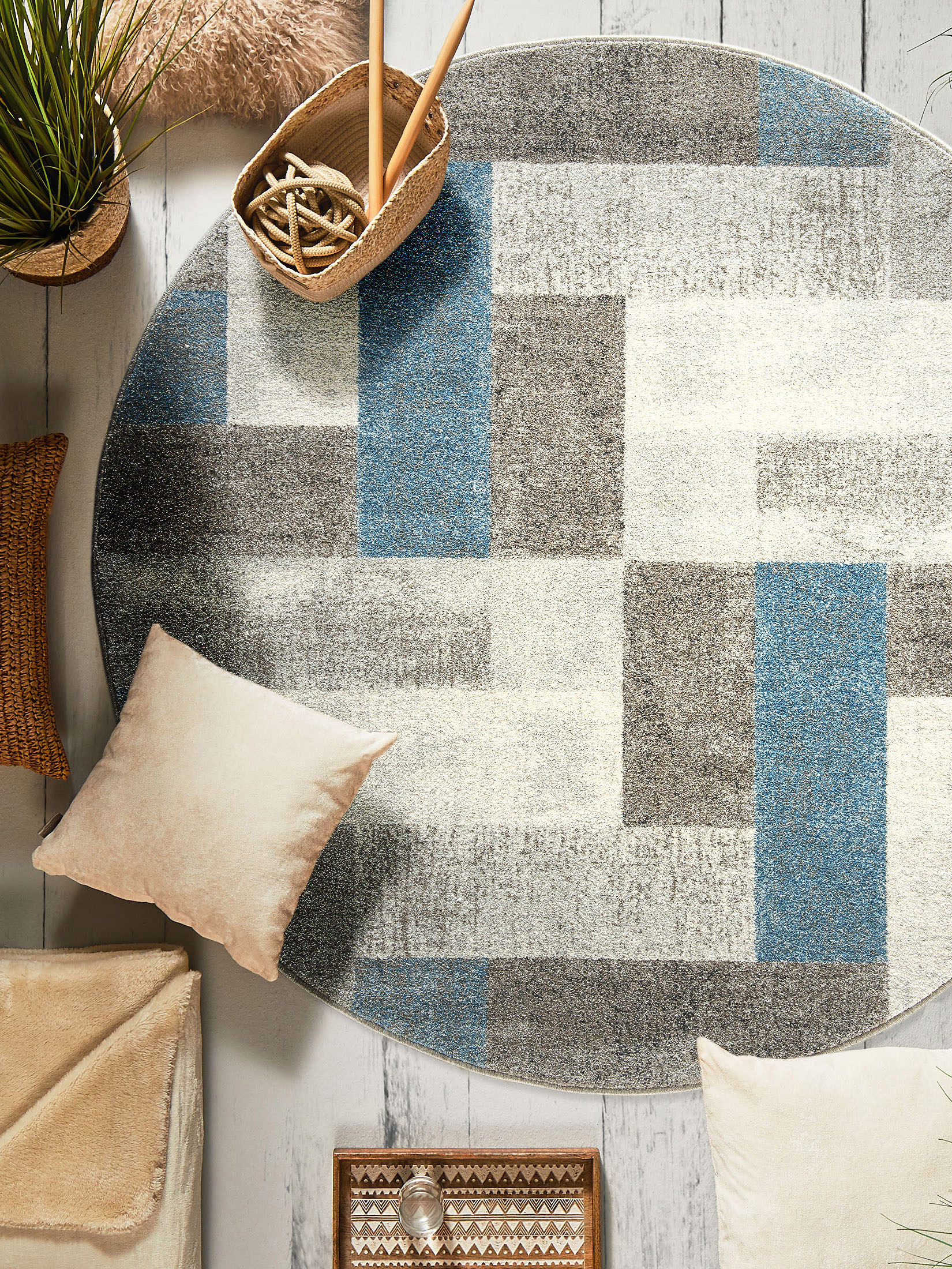 Urban Maze Moderner Teppich, Blue Avenue