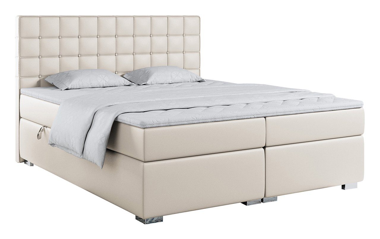 MKS MÖBEL Boxspringbett CARMEN, Multipocket-Matratze-Praktisch Polsterbett mit Kopfstütze