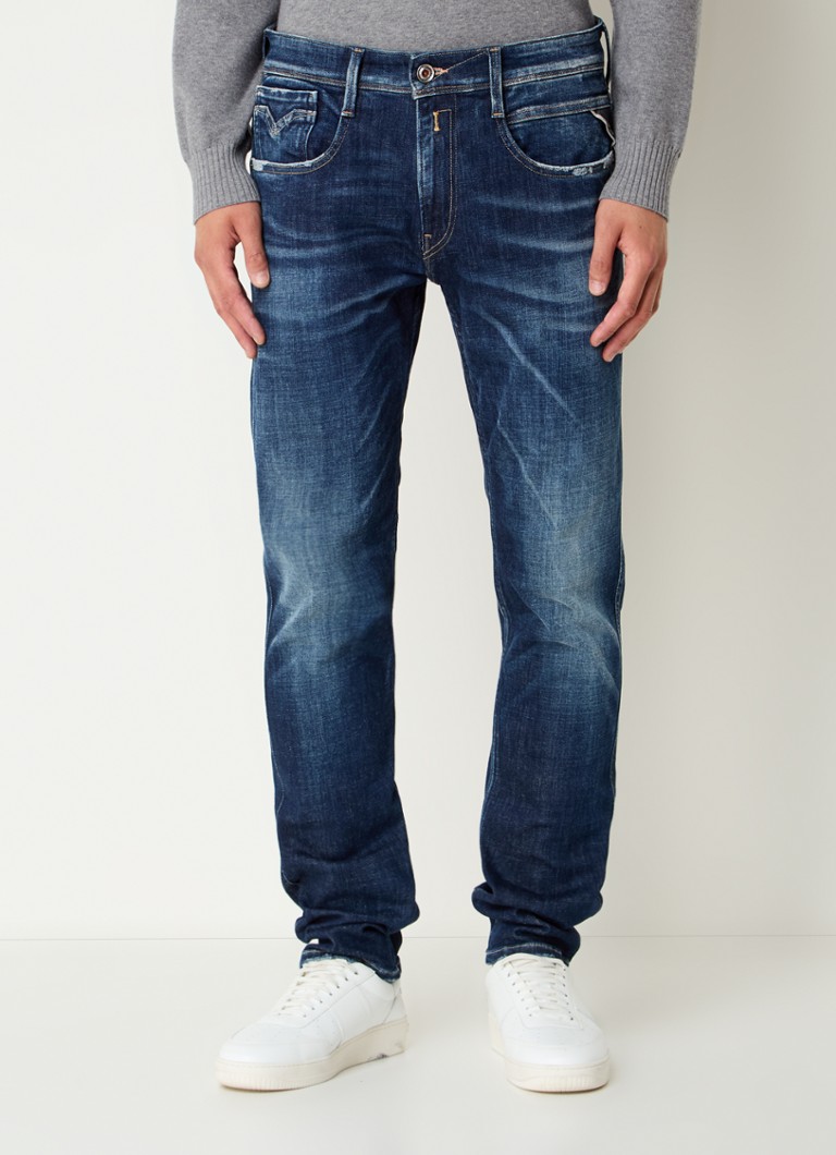 Calça jeans Replay Anbass slim fit com lavagem escura