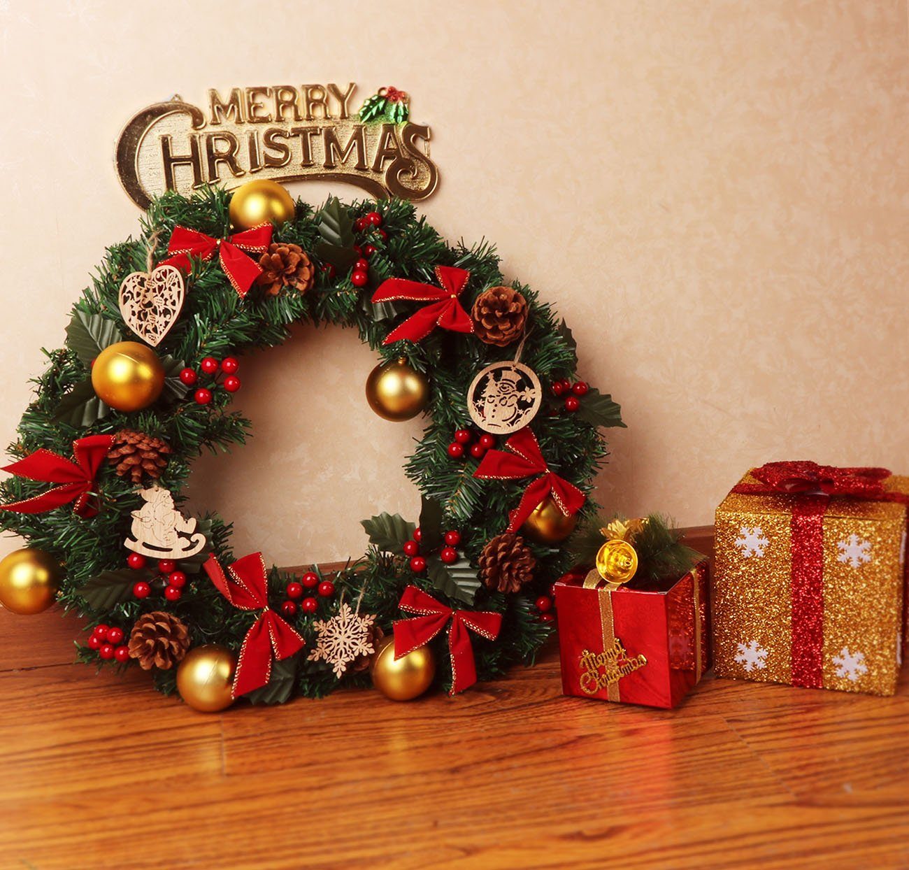 Homewit Christbaumschmuck Personalität Weihnachtsbaum Deko Mit Hanfseil, beweglichen Holzperlen (12-tlg), für DIY Basteln Geschenk Weihnachtsdeko