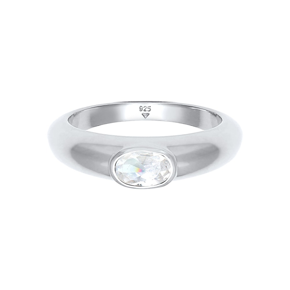 Elli Elli Bague Bague pour femme Solitaire vert ovale avec cristal de zirconium en arg Bague