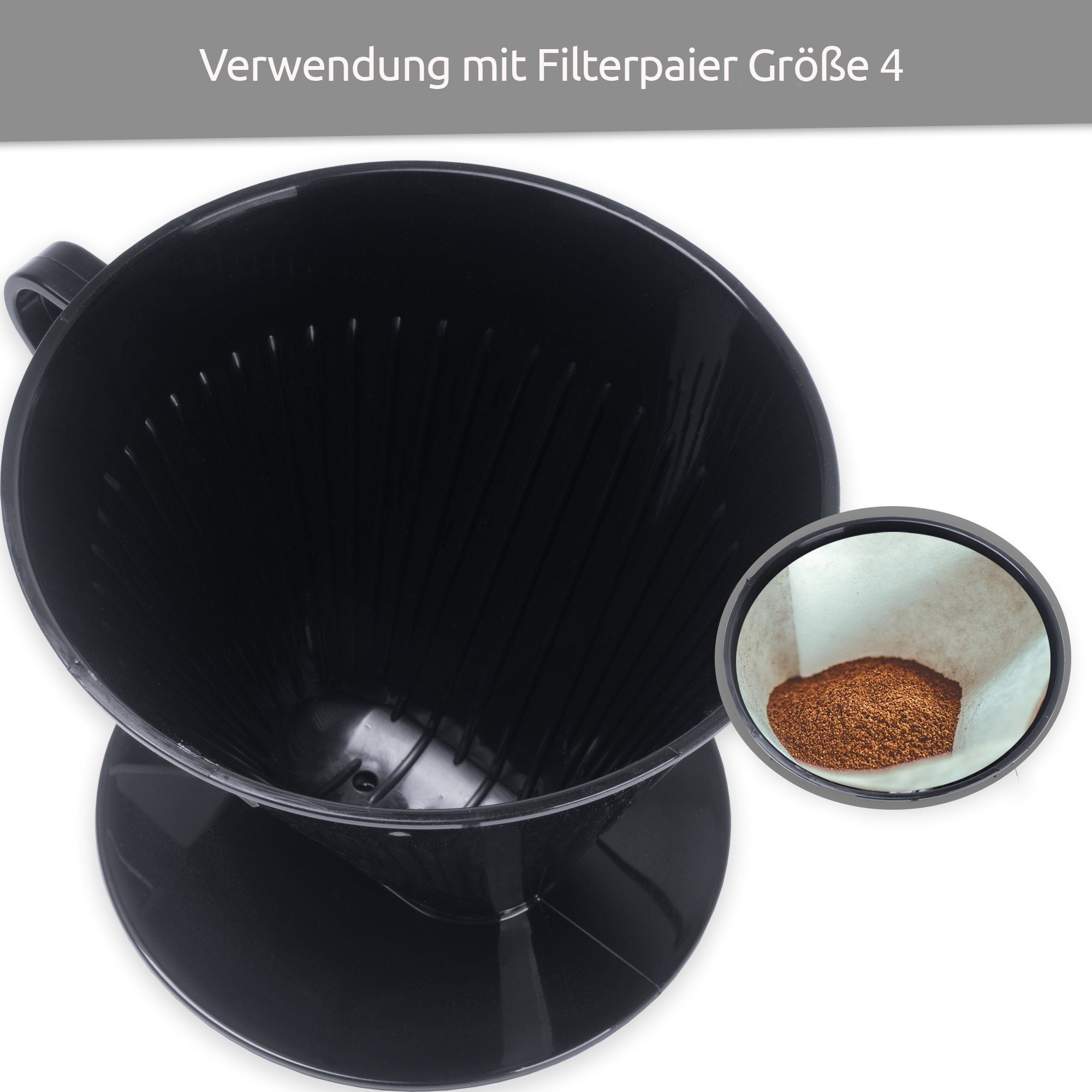Wüllner + Kaiser Reisekaffeemaschine Kaffeefilter 1 X 4 PP schwarz, Papierfilter, Mehrwegfilter, Kaffeefilter ohne Maschine, ideal für Unterwegs