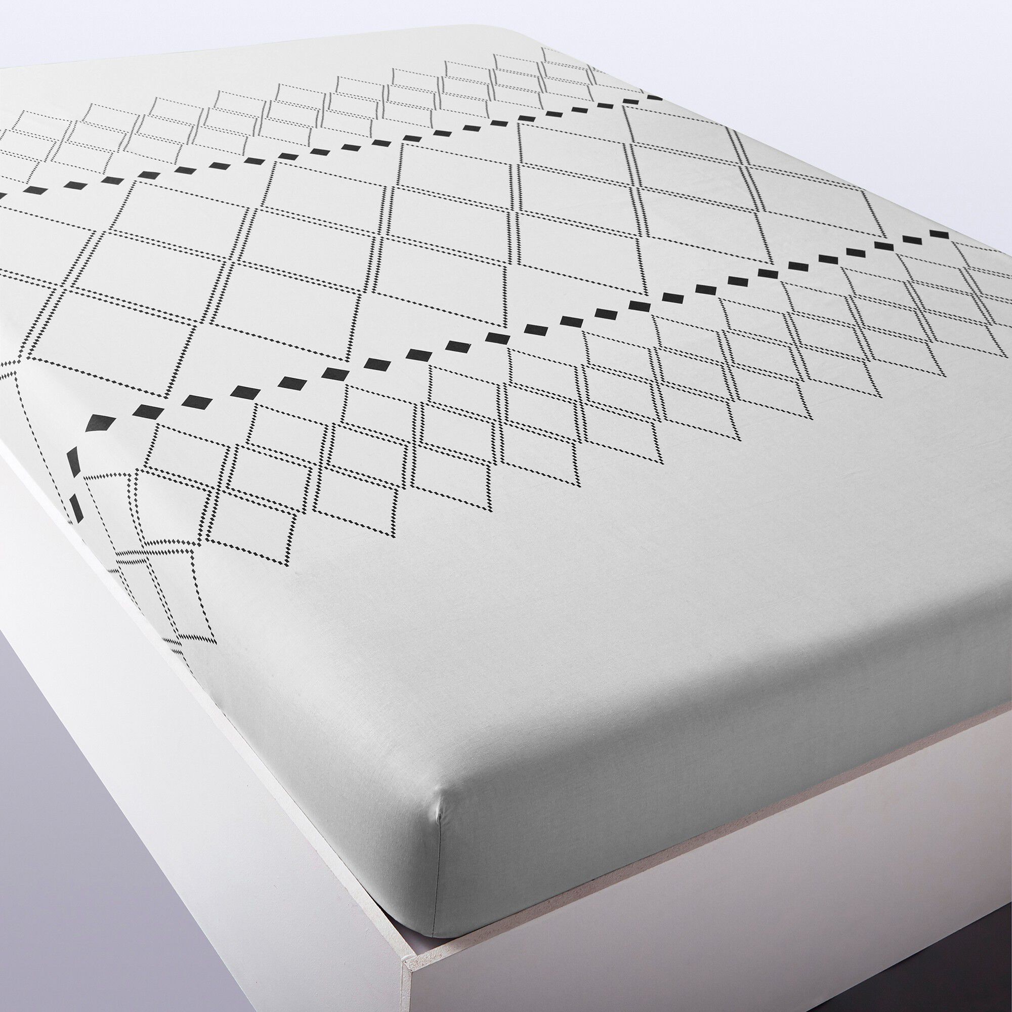 Linge de lit Massaï coton à motifs graphiques et finitions pompons
