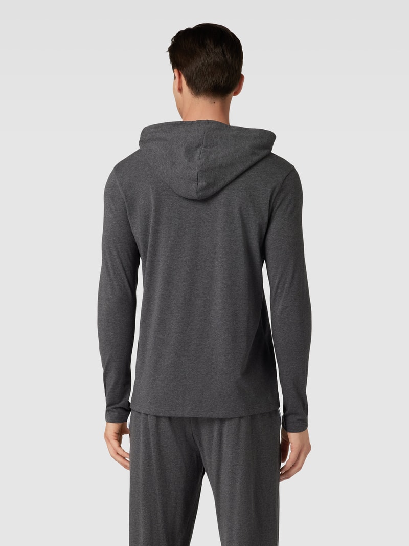 Longsleeve mit Kapuze Modell 'MIX&MATCH' in anthrazit meliert