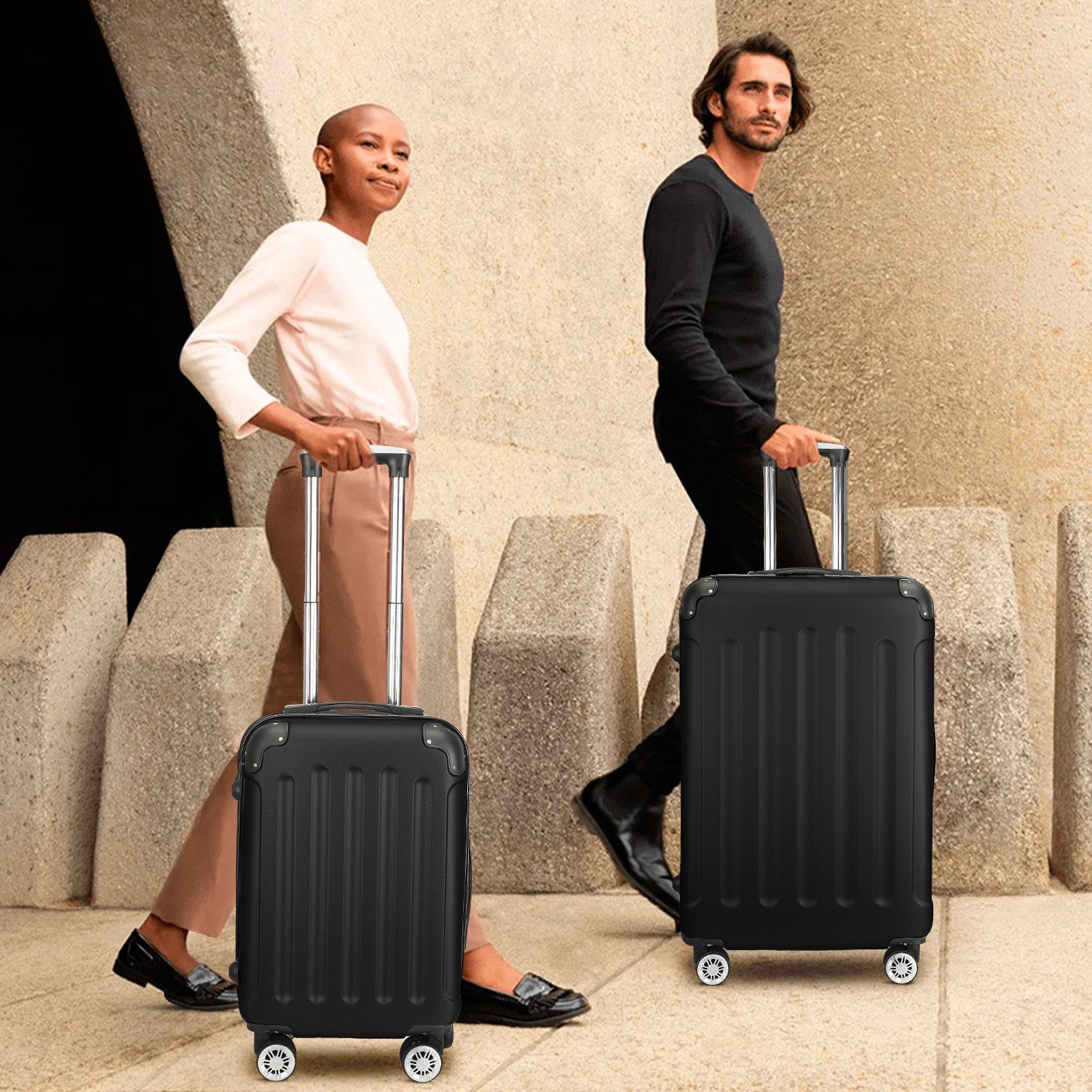 SEEZSSA Trolleyset Hartschalenkofferset Koffer&Trolleys 3 Teilig Hartschale Reisekoffer, 3 Größen Handgepäck/Mittel/Groß Teleskopgriff Gepäck Koffer Trolley