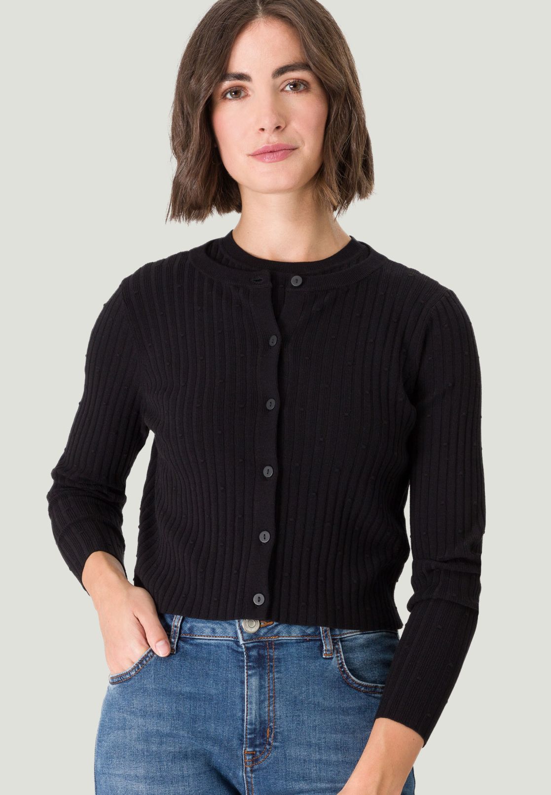 Strickjacke mit Rundausschnitt