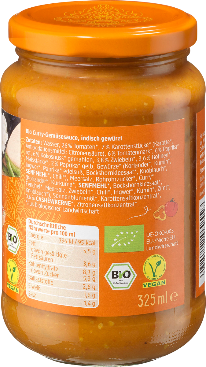 Currysoße, Indisch, cremig-pikant, 325 ml