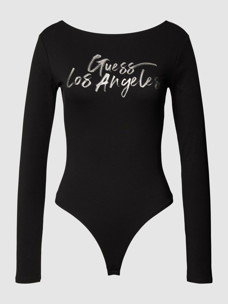 Body mit Label-Print Modell 'HEVELINA' in schwarz