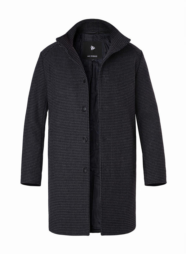 ROY ROBSON, Mantel, Schurwoll-Stretch sorana®, grau-navy gemustert