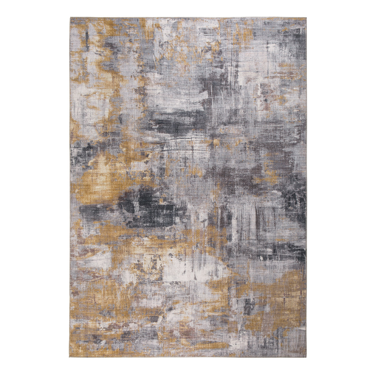 HOMCOM Teppich pfegeleicht Kurzflor Grau-Gelb 170 x 120 x 0,7 cm