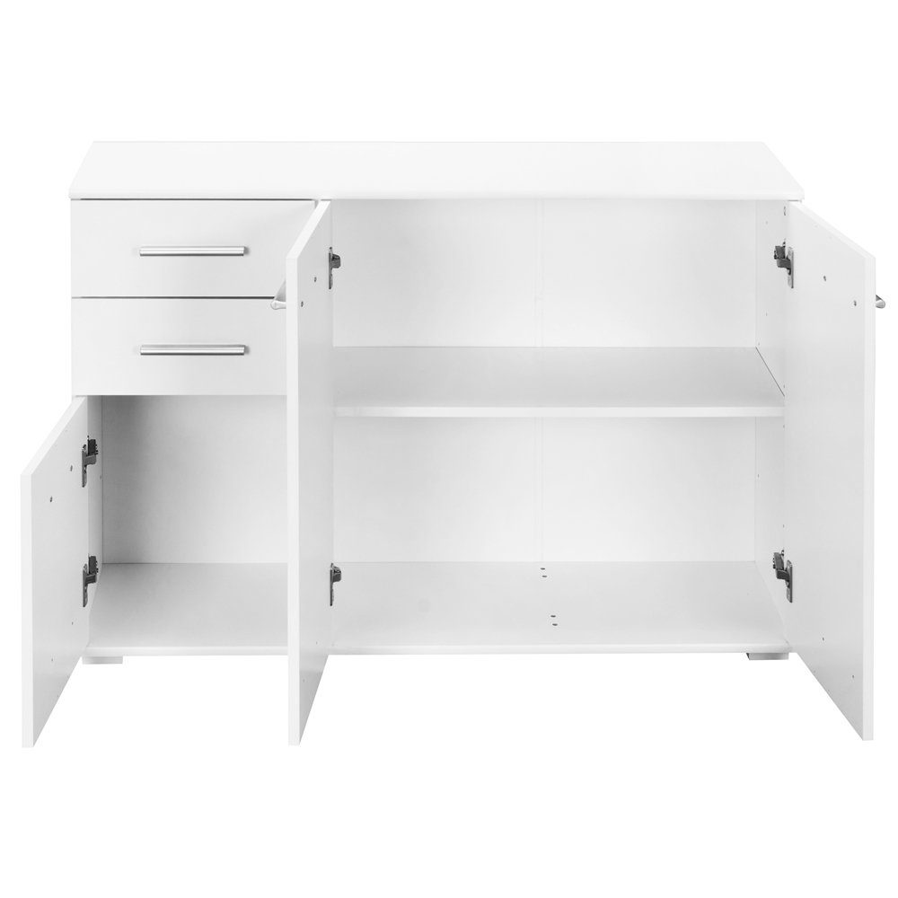 Casaria Kommode Alba DB101, mit 3 Türen 2 Schubladen 107x75x35 cm spiegelbarer Aufbau Holz