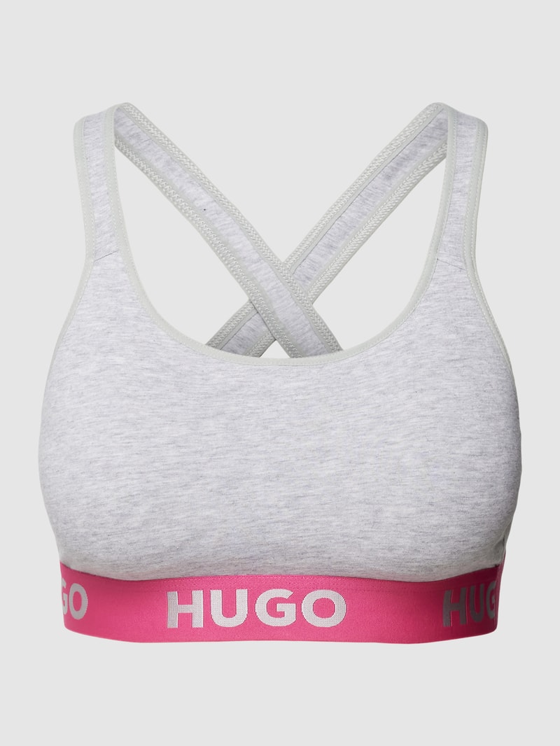 Bralette mit elastischem Logo-Bund in hellgrau meliert