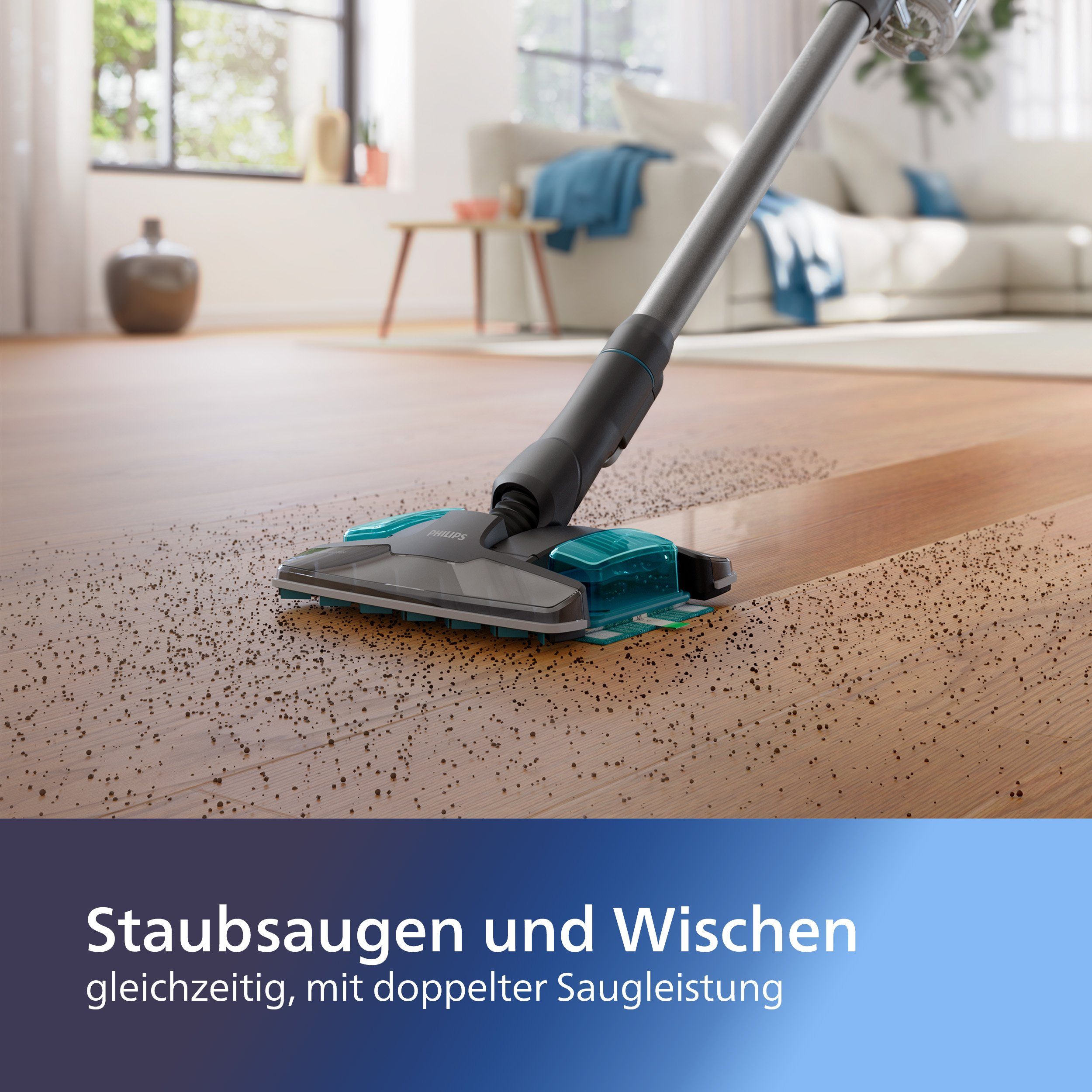 Philips Nass-Trocken-Akkusauger XC8055/01 Aqua Plus 8000 Series, 56,7 W, beutellos, mit PrecisionPower Smart-Düse, bis zu 80 Minuten Laufzeit