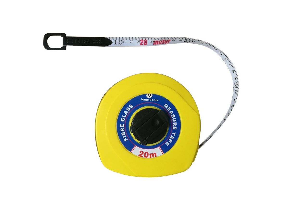 Vago-Tools Kapselbandmass Massband Rollmassband 20m mit Drehkurbel Fiberglas 1x