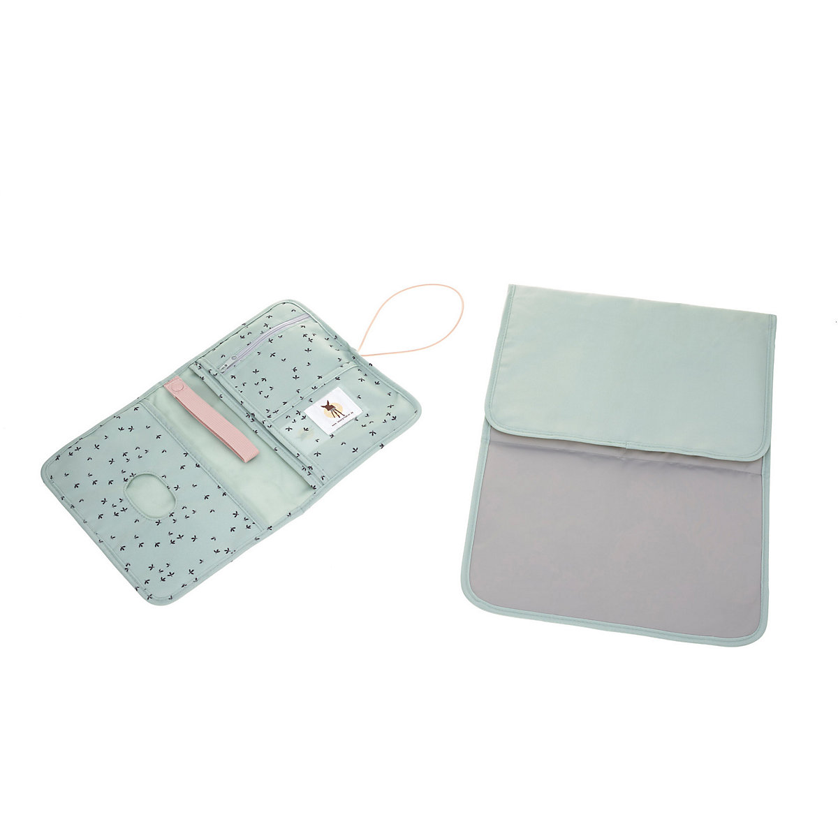 Windeltasche Changing Pouch Floral mint, inkl. Wickelunterlage