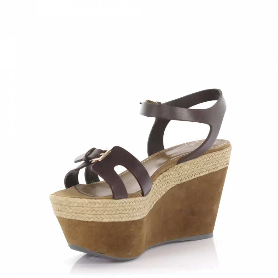 Sergio Rossi - Keilsandalen Plateau Leder braun - braun
